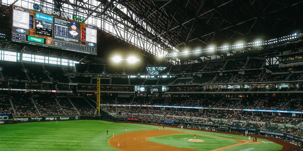 baseball game in Arlington Texas