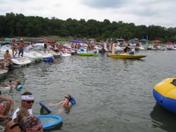 Smaller Boats Rafted Together