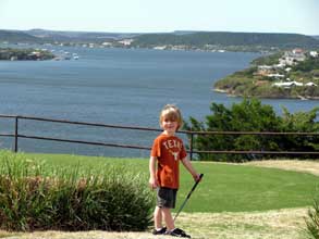The Grandson getting ready to drive on into the lake