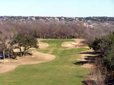 View from an elevated tee box at Olympia Hills Golf Course