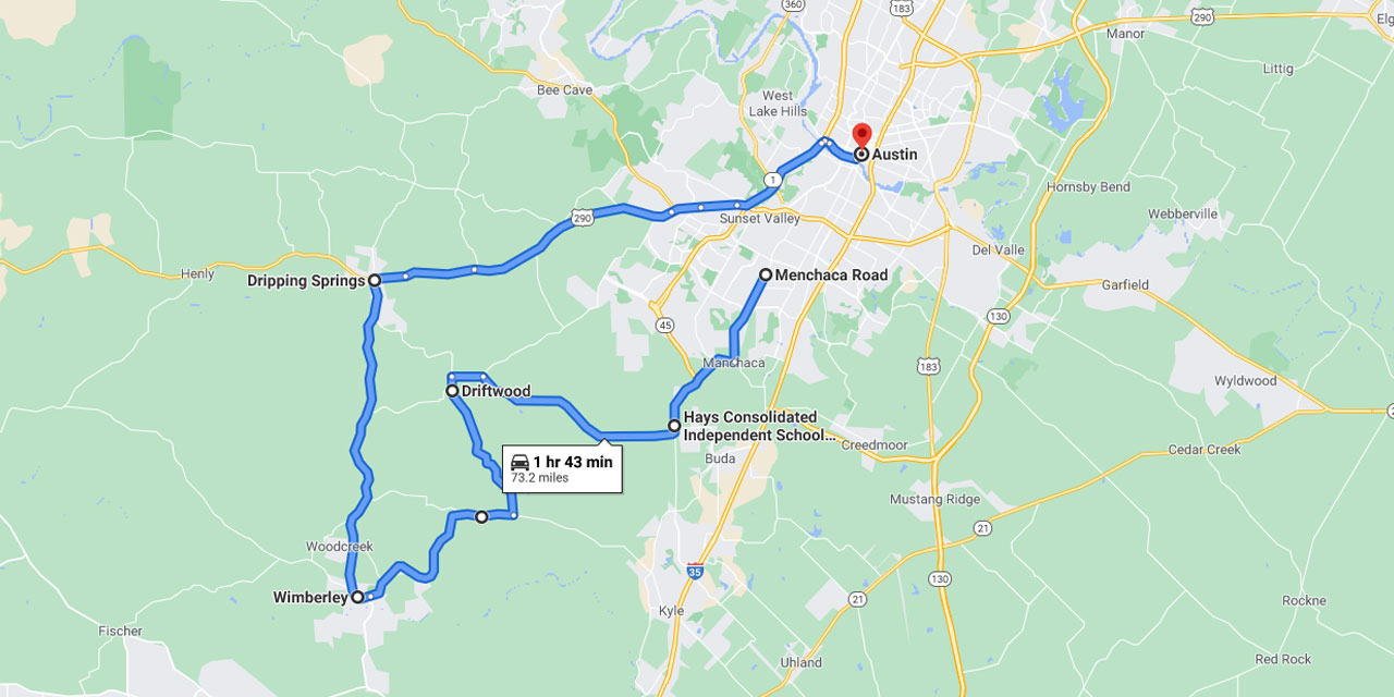 Scenic Drive From Driftwood to Wimberley