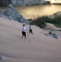 Down the dunes at Boquilas Canyon 