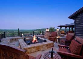 View from one of the deck's fireplaces at Boot Ranch