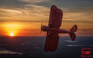 Austin Biplane sunset flight