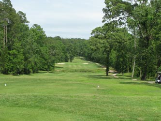 One of the easier tree lined holes at Texas National Golf Course