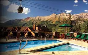 The pool and view at Mountain Lodge at Telluride