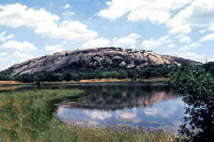 Enchanted rock is near Fredericksburg, Texas