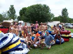 A group ready to go tubing with Rio Raft