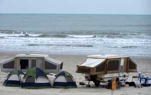 camping on the beach in Port Aransas