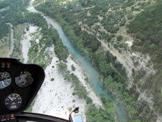 Frio River from 3,000 feet in Holt's Helicopter