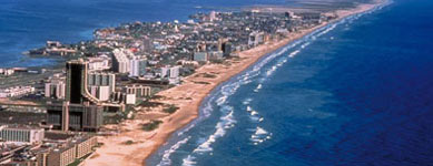 Aerial view of South Padre Island