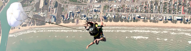Sky diving over South Padre Island