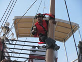 Pirate climbing the mast
