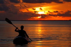 Kayaing in the sunset