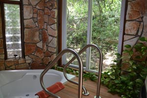 The beautiful outside bathroom and shower