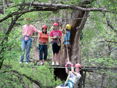 Zip line from the trees at Cypress Valley Zip Line Tours