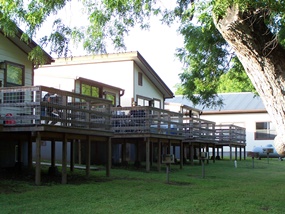Decks overlooking the Guadalupe River