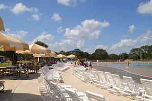 Lounge chairs at the Wave pool