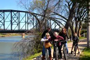Riding bikes along the Brazos River in Waco