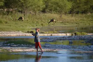 Fishing in the creek at Ox Ranch
