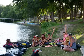 Great people watching -  bachlorette party on the river
