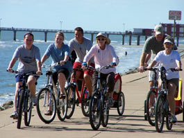 Biking with the kids and grandkids along the seawall in Galveston