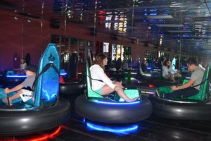 bumper cars at PINSTACK